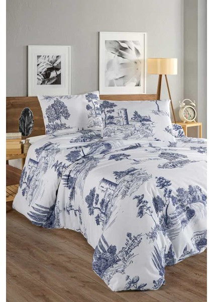 Vintage Blu %100 Pamuk Çift Kişilik Nevresim Takımı fiyatları