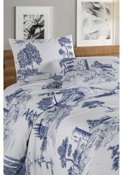 Vintage Blu %100 Pamuk Çift Kişilik Nevresim Takımı modelleri