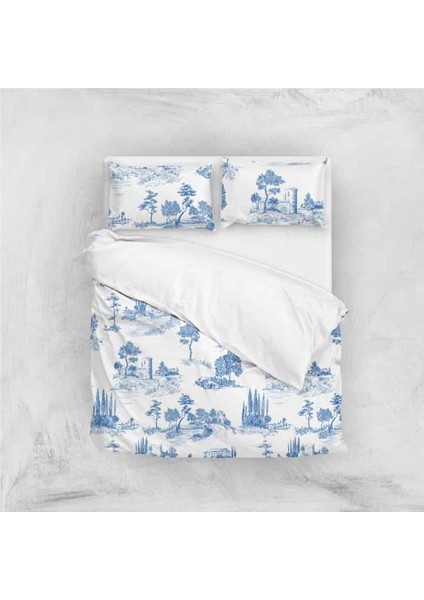 Vintage Blu %100 Pamuk Çift Kişilik Nevresim Takımı fırsatları