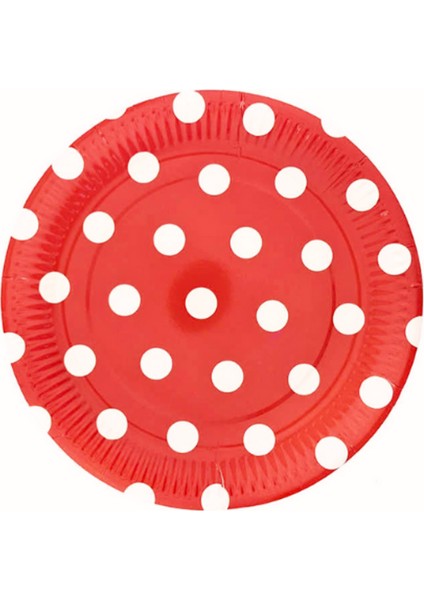 Doğum Günü Tabak, Bardak, Peçete ve Mısır Kutusu Seti Kırmızı Puantiyeli fiyatları