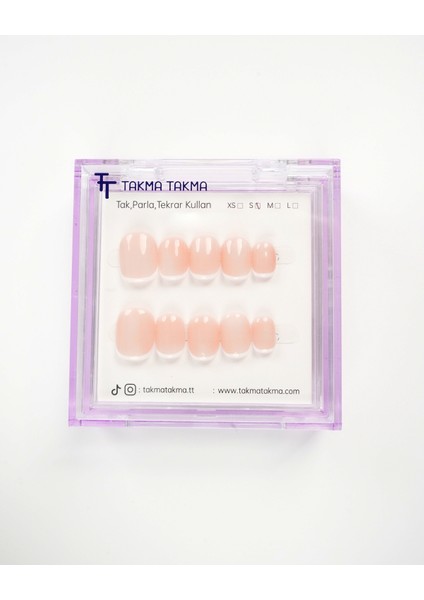 15'li Ten Rengi Kısa Yuvarlark KYL1535FI Tekrar Kullanılabilir El Yapımı Protez Takma Tırnak - Ten Rengi-L fiyatları