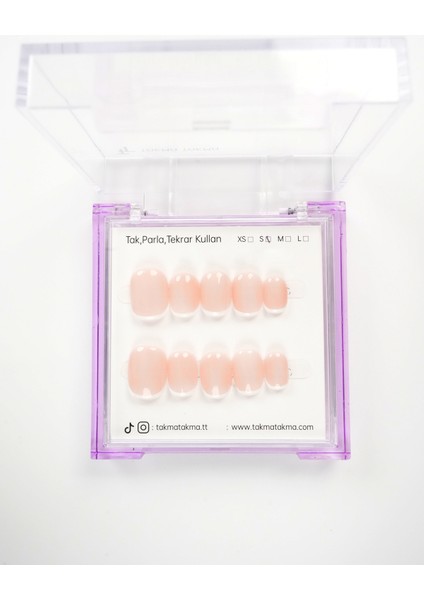 15'li Ten Rengi Kısa Yuvarlark KYL1535FI Tekrar Kullanılabilir El Yapımı Protez Takma Tırnak - Ten Rengi-L modelleri