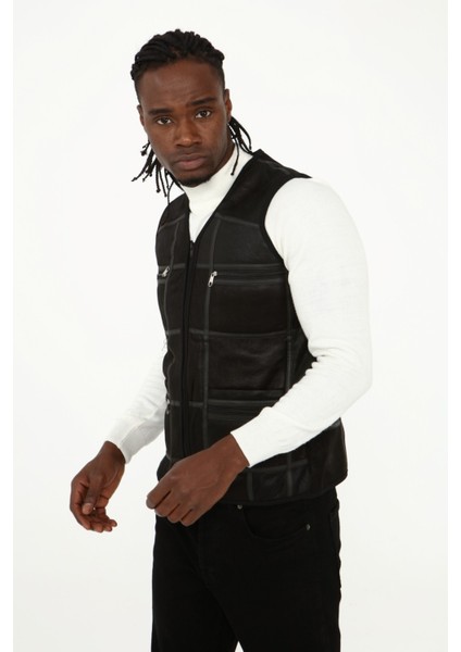 Parçalı Hakiki Deri ve Hakiki Kürk Parçalı Yelek fırsatları