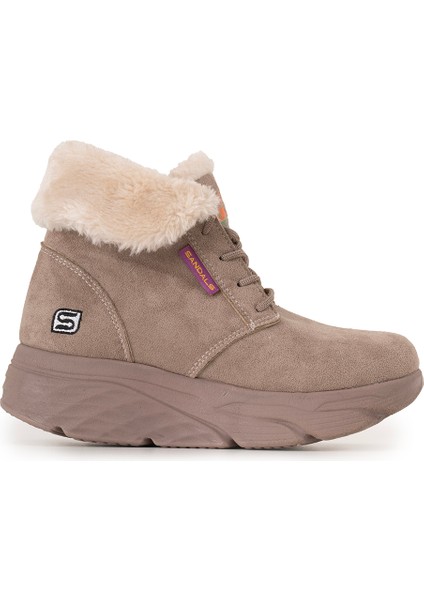 Kadın Süet Kürklü Kısa Spor Bot SS001-0478 Bej