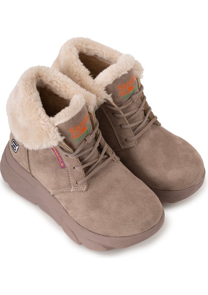 Kadın Süet Kürklü Kısa Spor Bot SS001-0478 Bej fiyatları