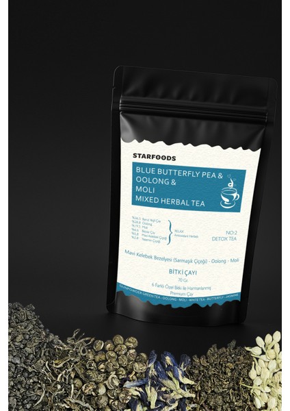 3 Paket No: 2 Detox Tea Blue Butterfly & Oolong & Moli Detox Çayı Beyaz Çay Barut Yeşilçay modelleri