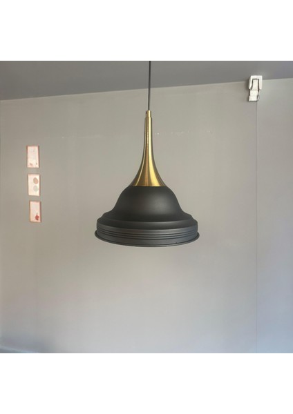 Ulmete Siyah Renk Eskitme Külah Başlık Tekli Sarkıt Avize Salon Restoran Avizeleri Vintage Tasarım fiyatları