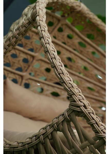 Rattan Bahçe ve Balkon Salıncağı Ø107CM 140 kg Taşıma Kapasiteli