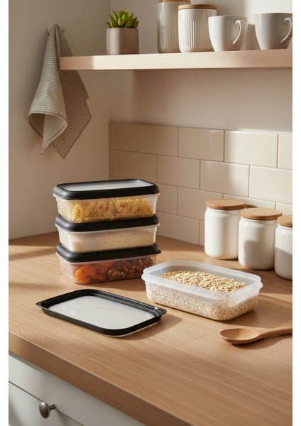 Gusto 4'lü Saklama Kabı Siyah ( 4x 0,70 Lt)