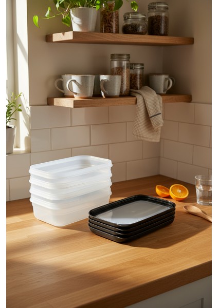 Gusto 4'lü Saklama Kabı Siyah ( 4x 0,70 Lt) fiyatları