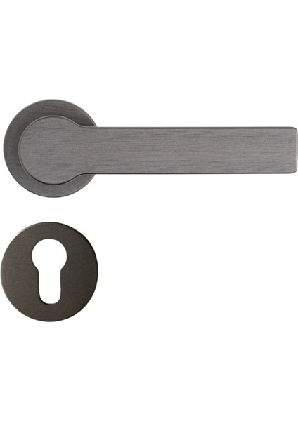 Pantos Rozetli Kapı Kolu Kalaylı Siyah Saten Renk Yale ( Dış Kapı Rozetli)