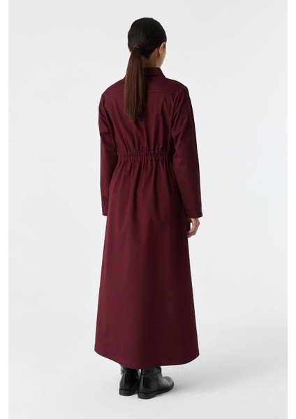 Cep Detaylı Elastik Belli Pamuk Elbise