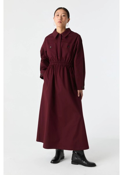 Cep Detaylı Elastik Belli Pamuk Elbise fiyatları