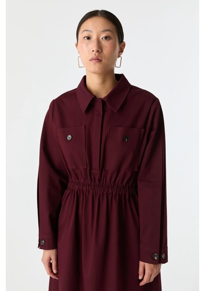 Cep Detaylı Elastik Belli Pamuk Elbise modelleri