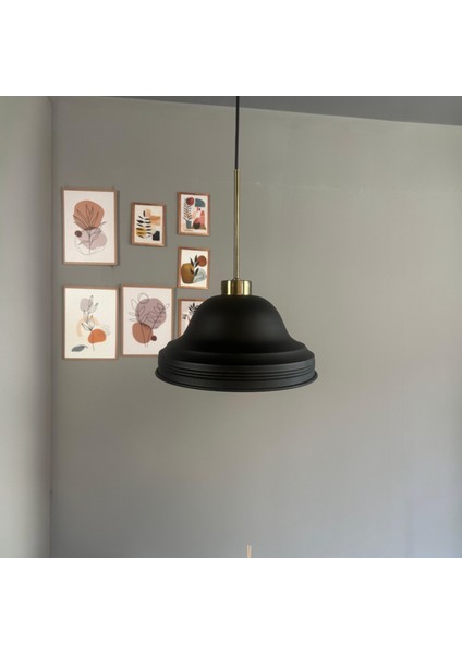 Ulmete Siyah Ince Eskitme Başlık Tekli Sarkıt Avize Salon Ofis Otel Avizeleri Vintage Tasarım fiyatları