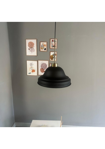 Ulmete Siyah Ince Eskitme Başlık Tekli Sarkıt Avize Salon Ofis Otel Avizeleri Vintage Tasarım fırsatları