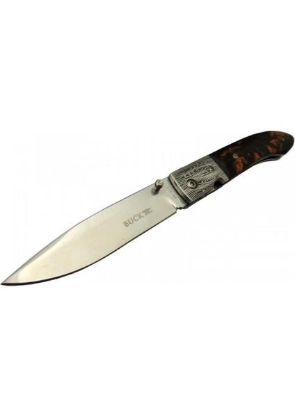Eco Lounge Buck Knives BK-011BK Kamp Çakı 23 cm - Kahverengi Sedef Sap, Kılıflı, Kutulu