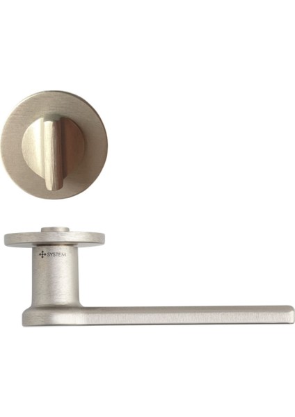 Pantos Rozetli Kapı Kolu Nikel Saten Renk Wc Mandallı Rozet