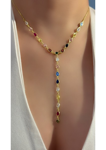 Renkli Damla Form Y Kolye