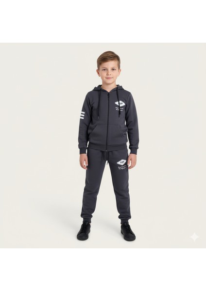 Erkek Çocuk 7 - 10 Yaş Uzun Kollu Fermuarlı Okul Kreş Eşofman Takımı