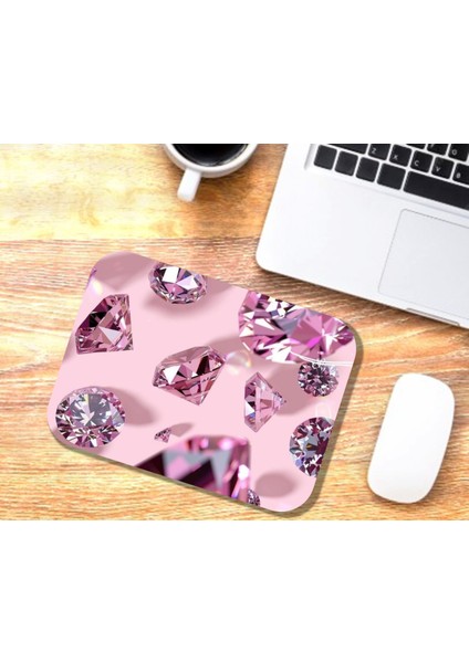 Pembe Pırlanta Baskılı Mouse Pad