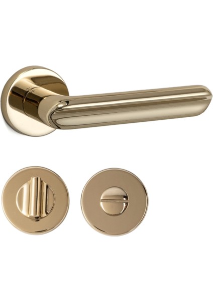 Jaden Rozetli Kapı Kolu Gold Renk Wc Mandallı Rozet