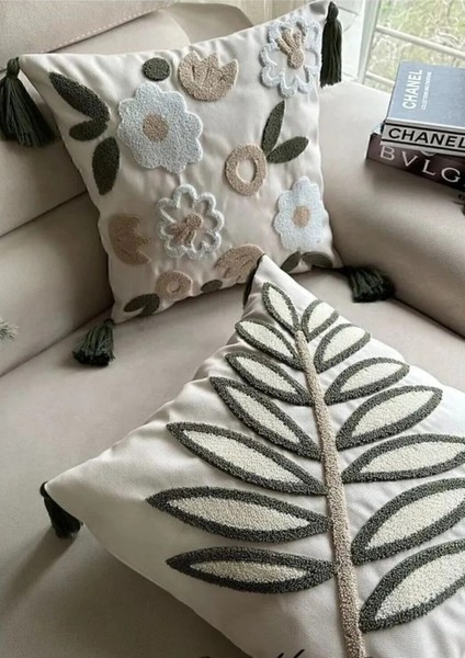 Keten Punch Işlemeli Kırlent Kılıfı 43X43 cm – El Işçiliği Panç Desen & Püskül Detaylı Yastık Kılıfı 2li VEFORMPUNCH2026 modelleri