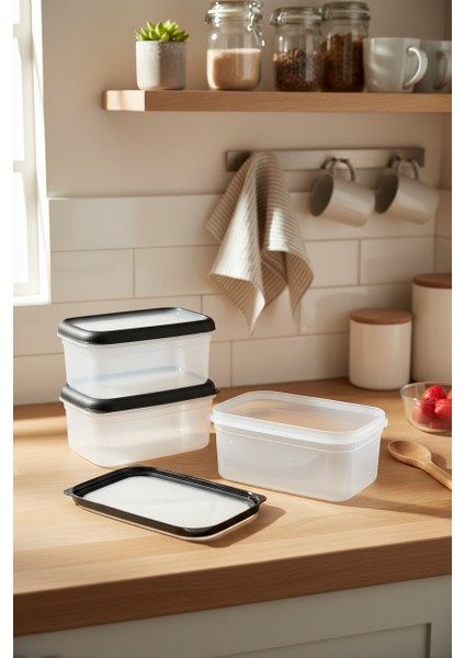 Gusto 3'lü Saklama Kabı Siyah ( 3x 1 Lt)