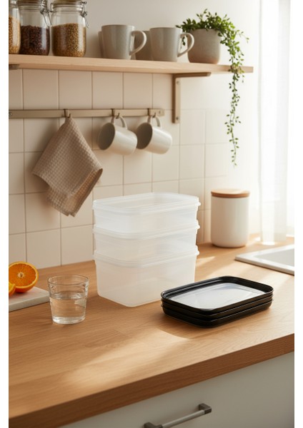 Gusto 3'lü Saklama Kabı Siyah ( 3x 1 Lt) fiyatları