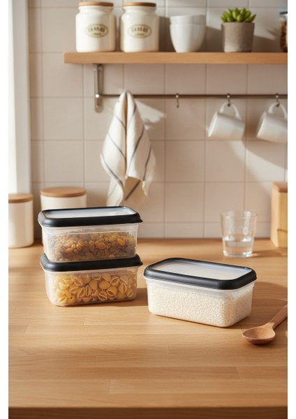 Gusto 3'lü Saklama Kabı Siyah ( 3x 1 Lt) modelleri