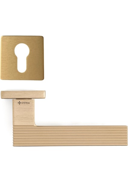 Step Rozetli Kapı Kolu Pirinç Saten Renk Yale ( Dış Kapı Rozetli)