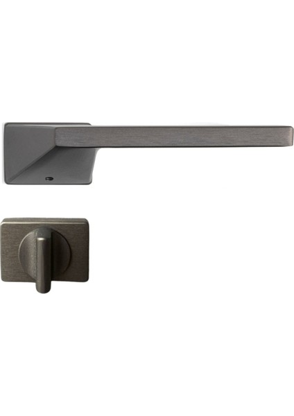 Zyra Rozetli Kapı Kolu Kalaylı Siyah Saten Renk Wc Mandallı Rozet