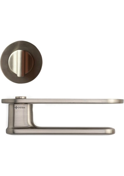 Sınus Rozetli Kapı Kolu Nikel Saten Mat Renk Wc Mandallı Rozet