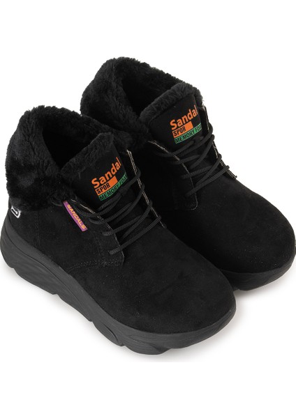 Kadın Süet Kürklü Kısa Spor Bot SS001-0478 Siyah fiyatları