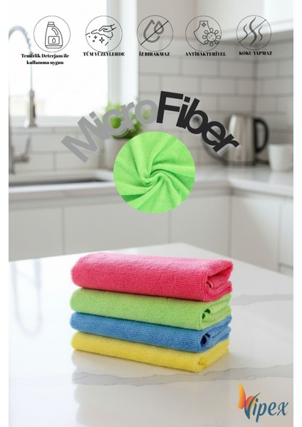 4 Adet 40X40 Ultra Emiciliğe Sahip 240 Gsm Mikrofiber Bez