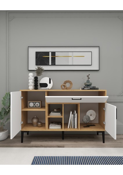 Tuvas Çok Amaçlı Bohem Konsol Safirmeşe Beyaz - Konsol Kahve Köşesi ve Mutfak Dolabı, 3 Kapaklı fiyatları