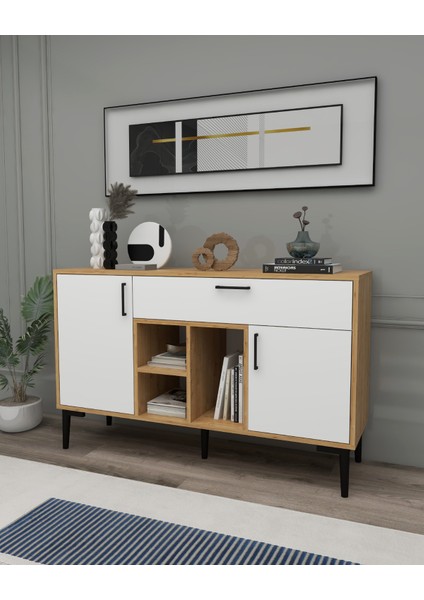 Tuvas Çok Amaçlı Bohem Konsol Safirmeşe Beyaz - Konsol Kahve Köşesi ve Mutfak Dolabı, 3 Kapaklı modelleri