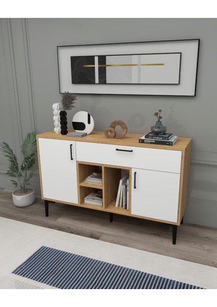 Tuvas Çok Amaçlı Bohem Konsol Safirmeşe Beyaz - Konsol Kahve Köşesi ve Mutfak Dolabı, 3 Kapaklı fırsatları