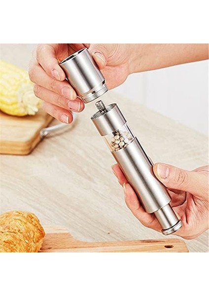 Paslanmaz Çelik Tek Elle Kullanılabilir Biber ve Tuz Değirmeni – Push Button Mekanizma, Ayarlanabilir Öğütme, Şeffaf Hazne, Dayanıklı Metal Gövde | MG600A fiyatları