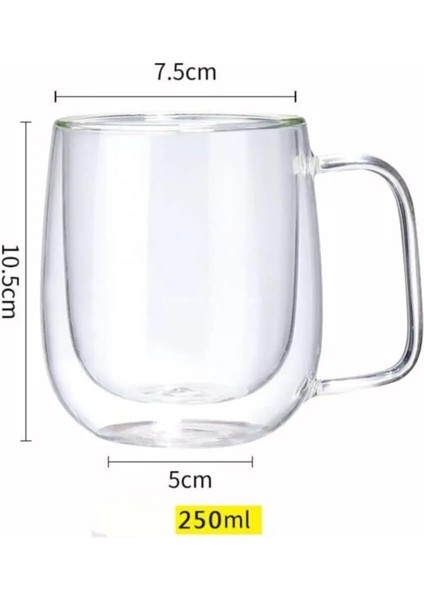 Çift Cidarlı Cam Kupa 2’li Set 250 ml Dayanıklı Borosilikat Cam, Şeffaf Çift Katlı Tasarım, Kahve,, Bitki Çayı Sunum Bardağı fiyatları