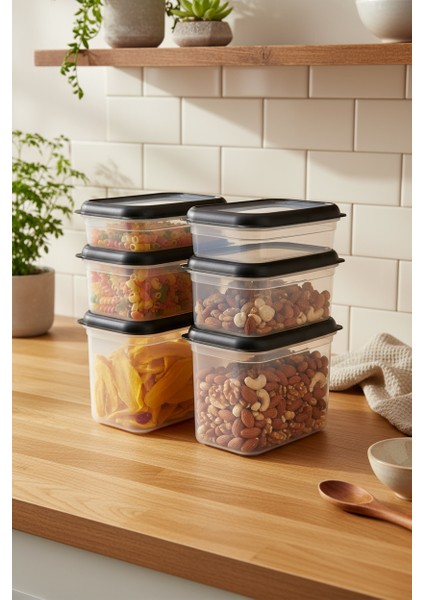 Gusto 6'lı Saklama Kabı Siyah ( 2x 1,9lt - 2x 1 Lt - 2x 0,70 Lt)