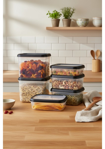 Gusto 6'lı Saklama Kabı Siyah ( 2x 1,9lt - 2x 1 Lt - 2x 0,70 Lt) fırsatları