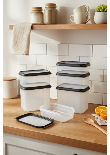 Gusto 6'lı Saklama Kabı Siyah ( 2x 1,9lt - 2x 1 Lt - 2x 0,70 Lt) indirimleri