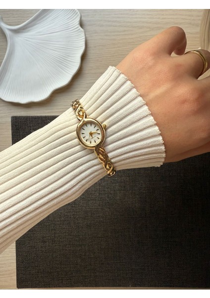 Retro Minimal Metal Kordon Vintage Kadın Kol Saati Yuvarlak