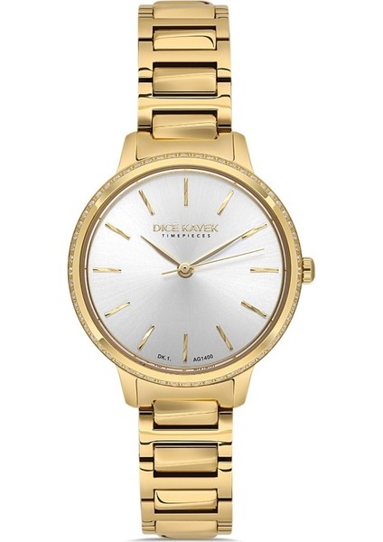 DK.1.AG1400.04 Çelik Kasa Çelik Kordon 5 Atm Suya Dayanıklı Altın Renk Kadın Kol Saati