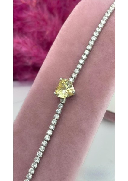 Sarı Kalp Su Yolu Bileklik 925 Ayar Gümüş fiyatları