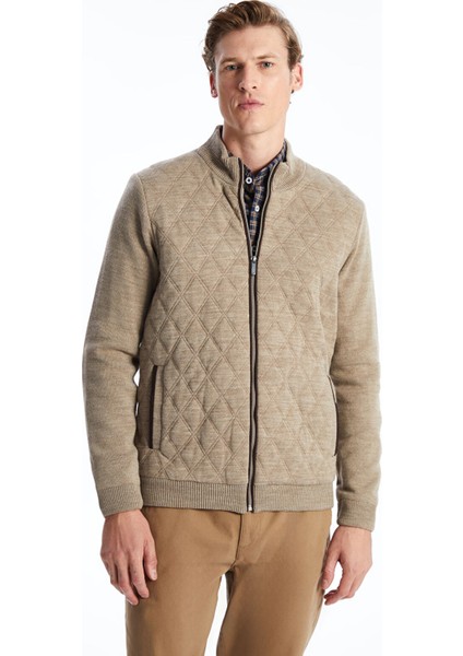 Yeni Sezon Standart Kalıp Dik Yaka Erkek Triko Mont