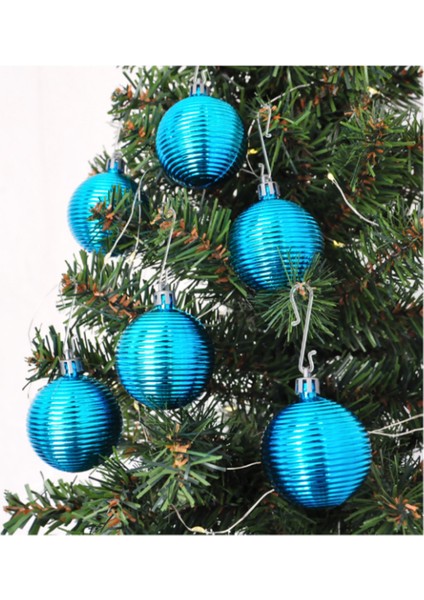 Yılbaşı Ağacı Süsü Hasır Modeli Mavi Renk 6 Adet 5 cm
