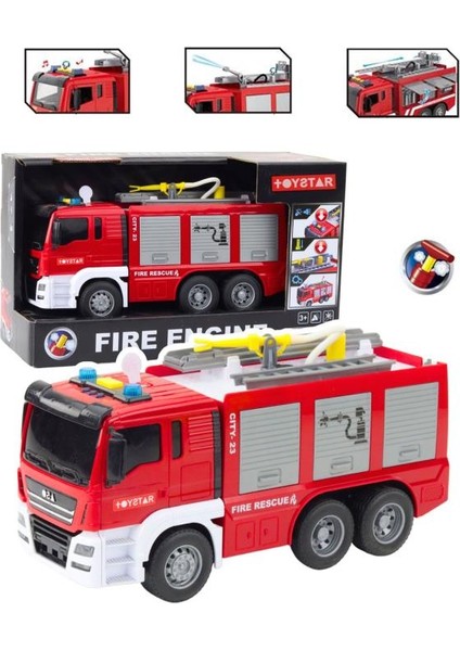 Sürtmeli 1:12 Sesli Işıklı Su Püskürtmeli Çift Merdivenli Full Fonksiyon Eğitici Çocuk Oyuncak Itfaiye Arabası