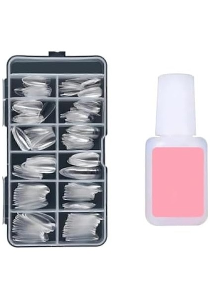 Takma Tırnak Seti (100LÜ Şeffaf Badem Protez Tırnak/takma Tırnak+10 gr Fırçalı Extra Güçlü Yapıştırıcı/nail Glue/tırnak Yapıştırıcısı) fiyatları